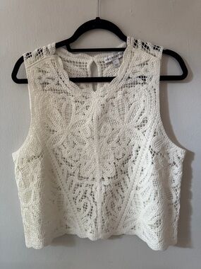 White Crochet Lace Sleeveless Top
